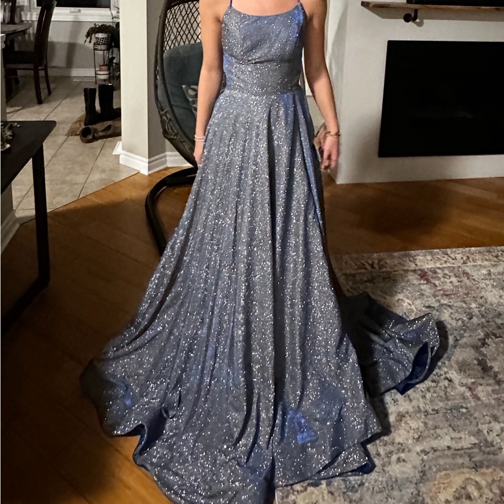 Chic Navy Glitter Evening Dress